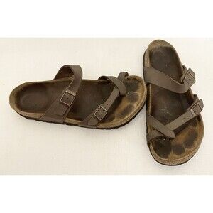 Woman's Birkenstock Brown Leather Sandals Size 40 9 9.5 268 Mayari Birkibuc